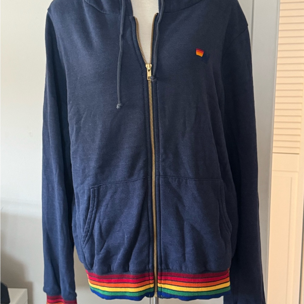 AVIATOR NATION XL Navy Blue Full zip hoodie